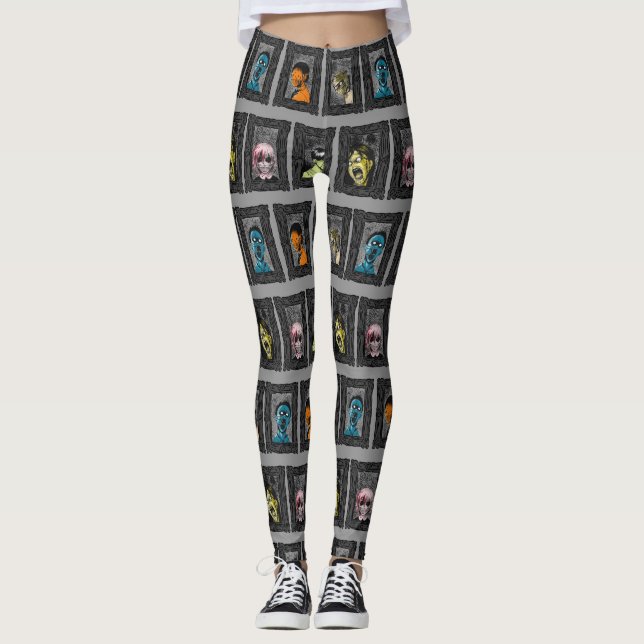 Monsters Portraits Creepy Illustrations Zombies Leggings (Front)