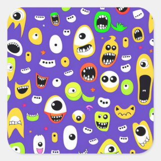 Monsters with large eyes  square sticker