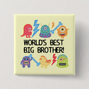Monsters World Best Big Brother 15 Cm Square Badge