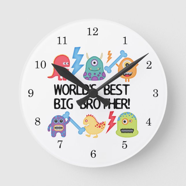 Monsters World Best Big Brother Round Clock (Front)