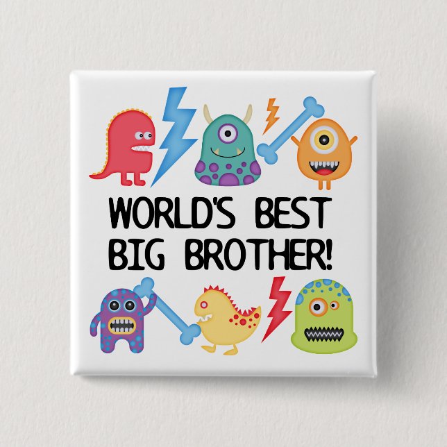 Monsters World's Best Big Brother 15 Cm Square Badge (Front)
