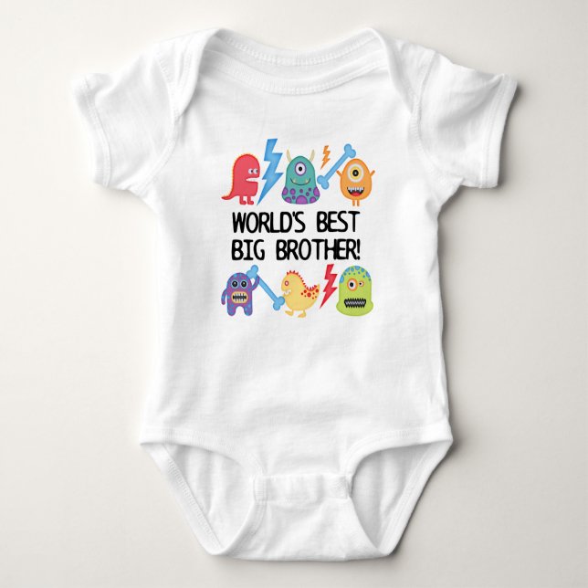 Monsters World's Best Big Brother Baby Bodysuit (Front)
