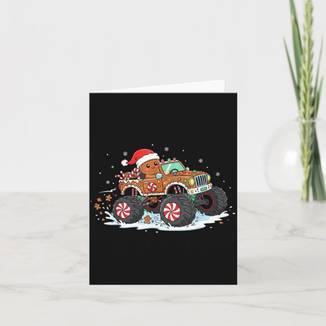 Monstertruck Gingerbread Kids Funny Christmas Baki Card (Front)