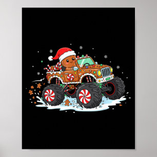 Monstertruck Gingerbread Kids Funny Christmas Baki Poster