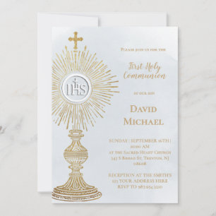 monstrance design First Holy Communion Invitation