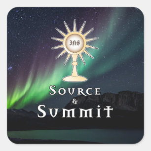 Monstrance Source & Summit Aurora Borealis Square Sticker
