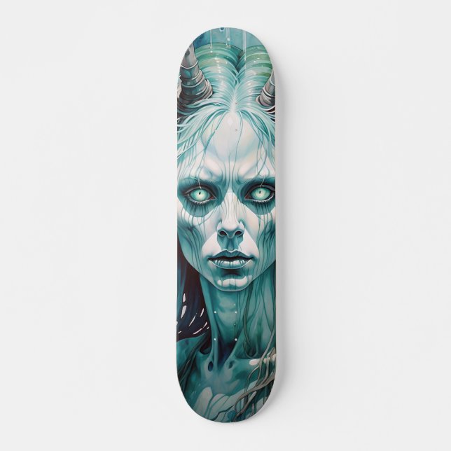Monstrous Female Skateboard with Horns (Front)
