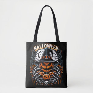 Monstrous Jack-O'-Lantern Spooky Witch Halloween Tote Bag