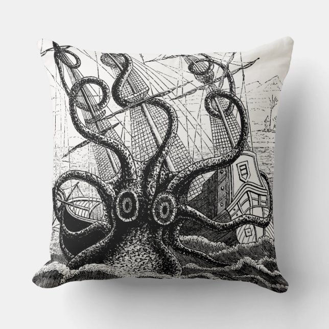 Monstrous Octopus Attacks a Ship Cushion (Front)