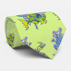 Monstrous octopus catching an ugly deep sea fish tie