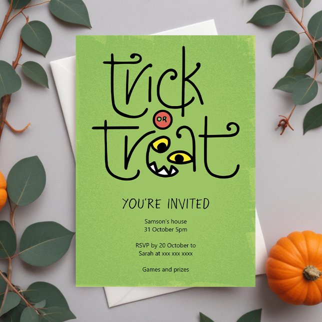 Monstrous trick-or-treat invitation - green (Creator Uploaded)