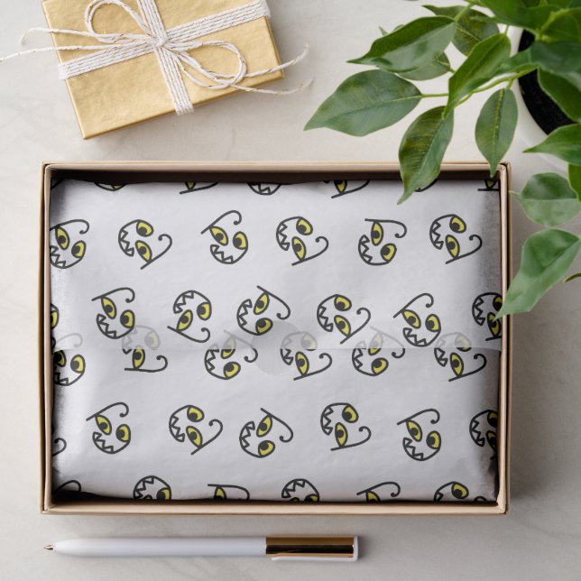 Monstrous trick-or-treat tissue paper - white (Gift)