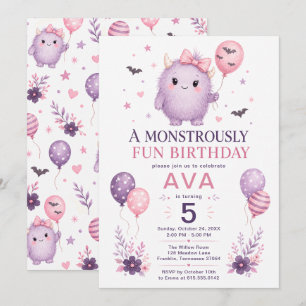 Monstrously Fun Monster 5th Birthday Invitation