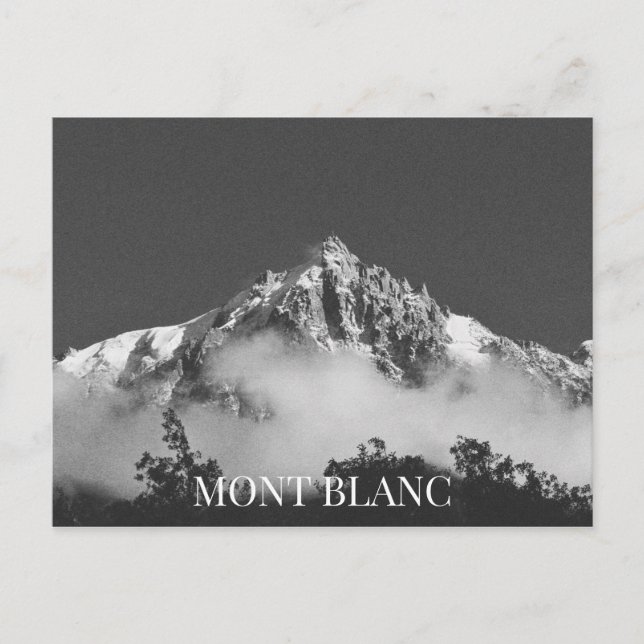 Mont Blanc Mountain Chamonix France BW Postcard (Front)