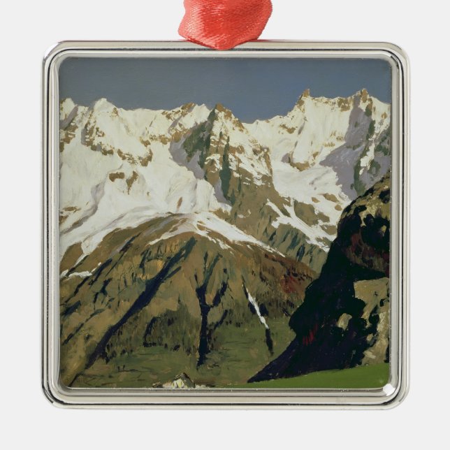 Mont Blanc Mountains, 1897 Metal Tree Decoration (Front)