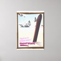 mont blanc Snowboarding travel poster.