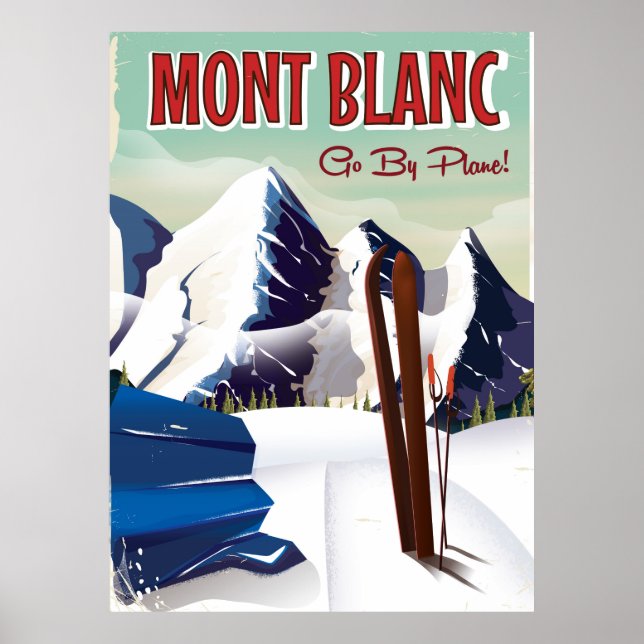 Mont Blanc vintage ski travel poster (Front)