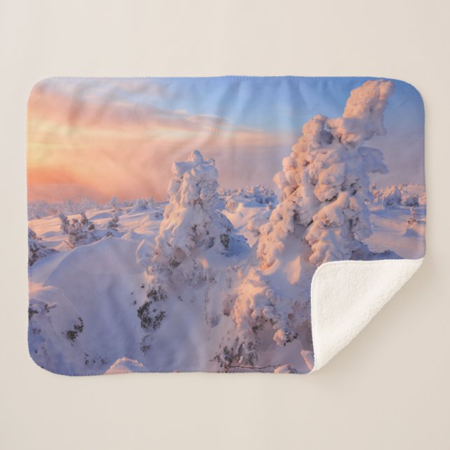 Mont Logan Sunrise Gaspesie National Park Quebec Sherpa Blanket (Front (Horizontal))