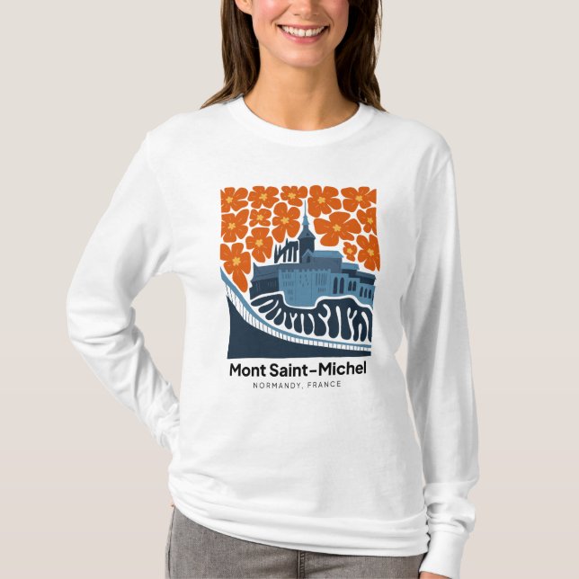 Mont Saint Michel France abstract travel floral T-Shirt (Front)