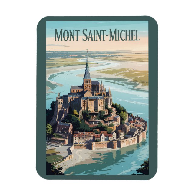 Mont-Saint-Michel France Illustration Travel Art Magnet (Vertical)