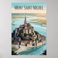 Mont-Saint-Michel France Illustration Travel Art