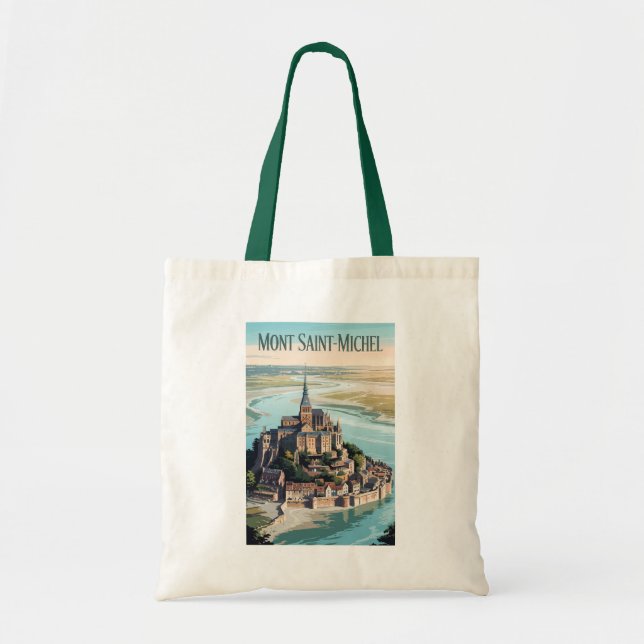 Mont-Saint-Michel France Illustration Travel Art Tote Bag (Front)