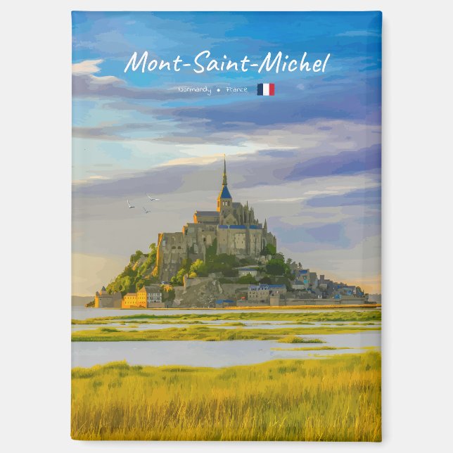 Mont-Saint-Michel, France - Mediaeval Abbey Flat Magnet (Front)