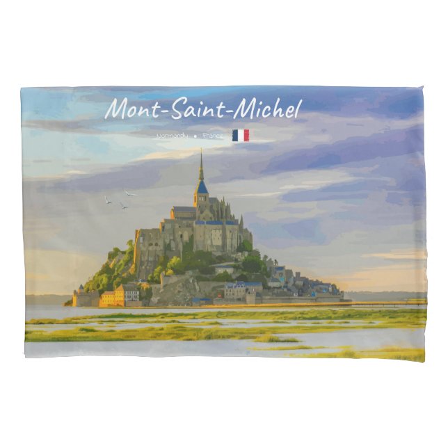 Mont-Saint-Michel, France - Mediaeval Abbey Pillowcase (Front-Left)