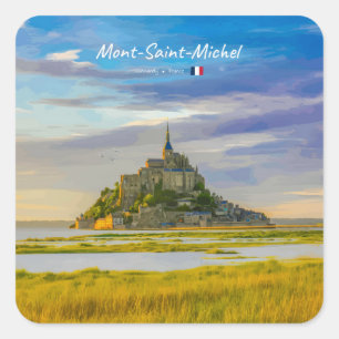Mont-Saint-Michel, France - Mediaeval Abbey Square Sticker