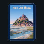 Mont Saint Michel Illustration Travel Art Vintage Magnet<br><div class="desc">Mont-Saint-Michel in a vector art style. Mont-Saint-Michel,  a magical island commune in Normandy,  France,  is famous for its dramatic tides,  mediaeval abbey,  and stunning panoramic views.</div>