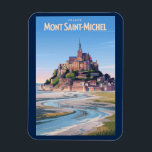 Mont Saint Michel Illustration Travel Art Vintage Magnet<br><div class="desc">Mont-Saint-Michel in a vector art style. Mont-Saint-Michel,  a magical island commune in Normandy,  France,  is famous for its dramatic tides,  mediaeval abbey,  and stunning panoramic views.</div>