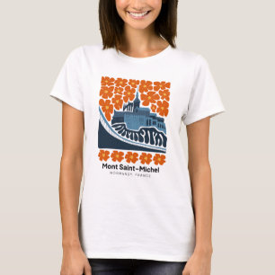 Mont Saint Michel Normandy France travel floral T-Shirt