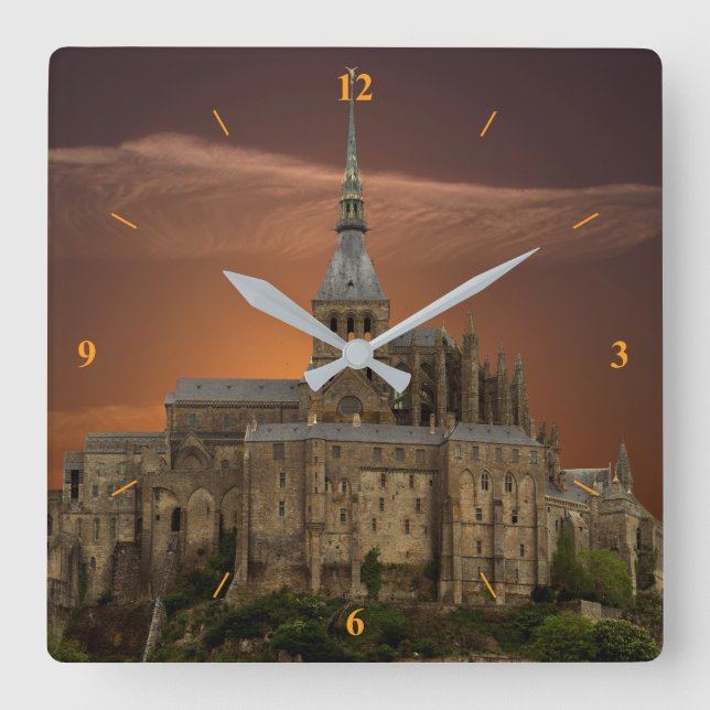 Mont-Saint-Michel Square Wall Clock (Front)