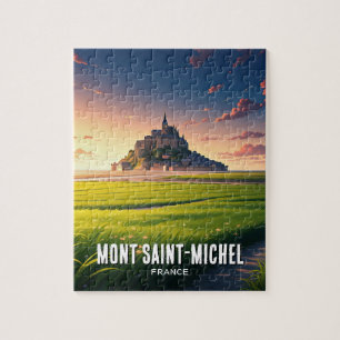 Mont Saint-Michel Sunset Postcard Jigsaw Puzzle