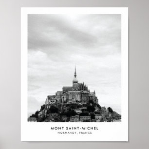 Mont SaintMichel France Black & White Travel Photo Poster
