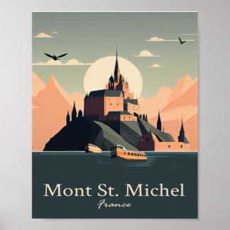 Mont St. Michel Minimalist Vintage Poster Art
