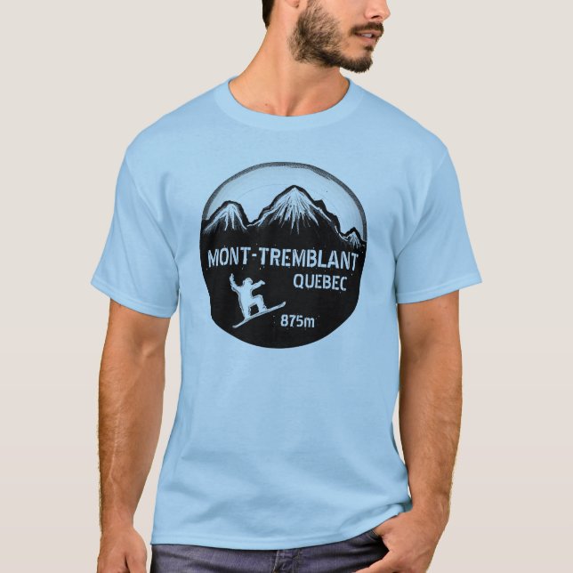 Mont Tremblant Quebec blue snowboard art guys tee (Front)