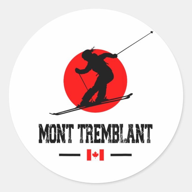 Mont Tremblant Québec Canada Ski Resort Skiing Sou Classic Round Sticker (Front)