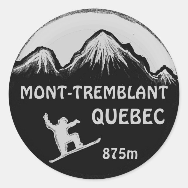 Mont Tremblant Quebec grey snowboard art stickers (Front)