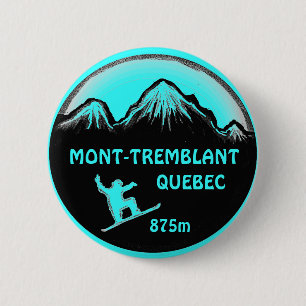 Mont Tremblant Quebec teal snowboard art button