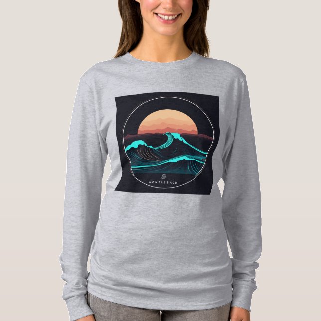 Montabeach Minimalist Ocean Wave Logo Design  T-Shirt (Front)