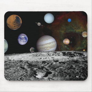 Montage of the planets and Jupiter's moons Mouse Pad