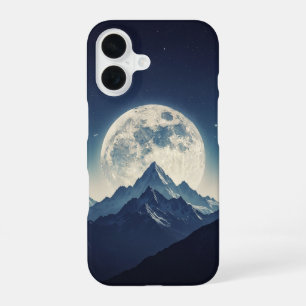 Montagnes Vintage sous la Pleine Lune iPhone 16 Case