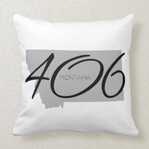 Montana 406 Typography Black White Throw Pillow