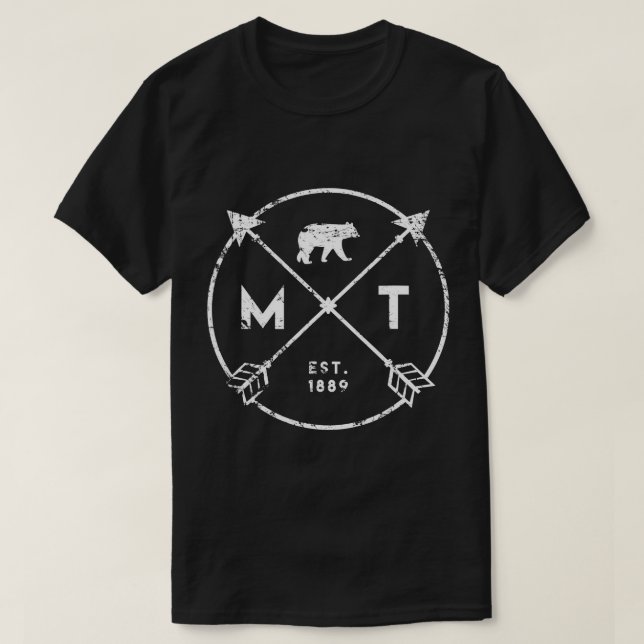 Montana Adventure Est 1889 Bear Arrows State Gift  T-Shirt (Design Front)
