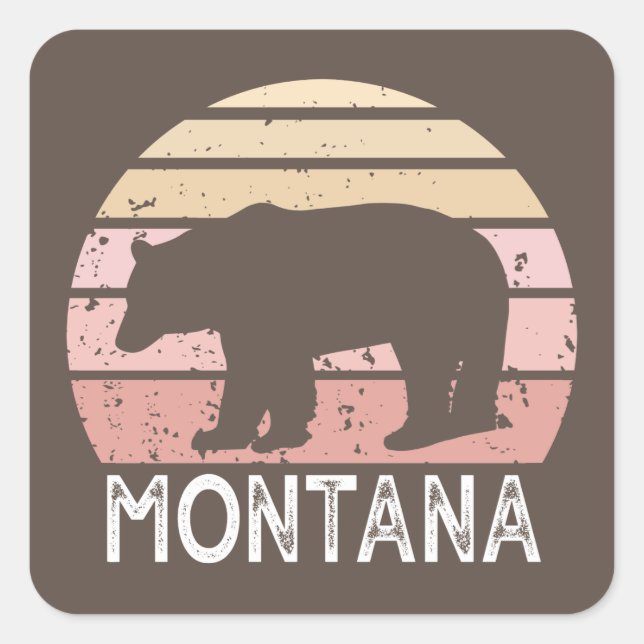 Montana Bear Square Sticker (Front)