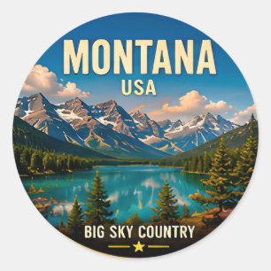 Montana Big Sky Country Adventure Classic Round Sticker