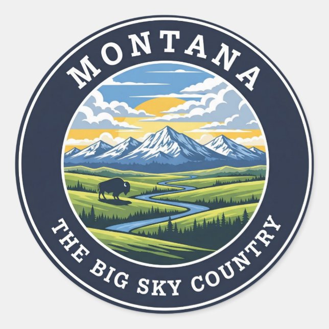Montana Big Sky Country Classic Round Sticker (Front)
