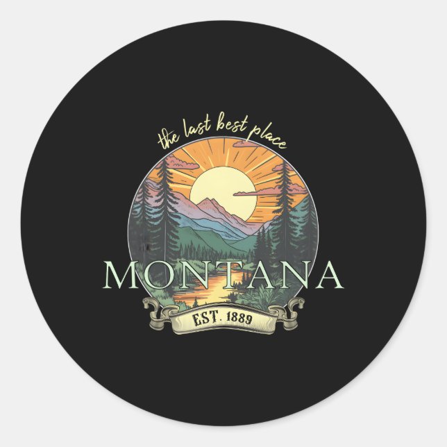 Montana Big Sky Country Mountains 3 Classic Round Sticker (Front)