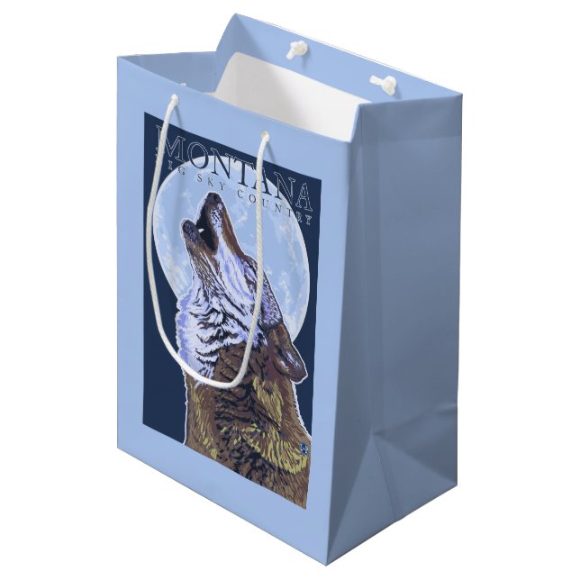 Montana -- Big Sky CountryHowling Wolf Medium Gift Bag (Front Angled)